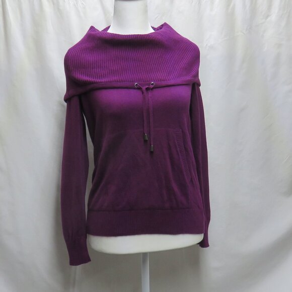 Jones New York Women's Pullover Drawstring Cowl with Front Pocket Sweater - Picture 1 of 10